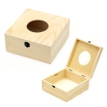 Кутия дървена 180x180x80 мм за салфетки