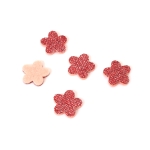 Цвете филц с брокат 20x2 мм цвят червен -10 броя