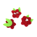 Цвете от филц с бяла тичинка 32x40x10 мм цвят червен - 10 броя