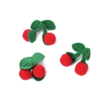 Черешки с помпони 33x30x13 мм цвят червен и зелен -10 броя