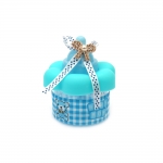 Бебешко шише кутийка пластмасова за декорация 80x70 мм цвят син