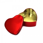 Кутия метална сърце 120x107x46 мм цвят червен