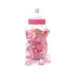 Бебешко шише касичка пластмаса 360x180 мм комплект с 30 броя малки шишенца 85x40 мм цвят розов
