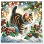 Салфетка за декупаж Ambiente 33x33 см трипластова Cute cat in the snow  -1 брой
