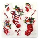 Салфетка за декупаж Ambiente 33x33 см трипластова X-mas stockings white -1 брой