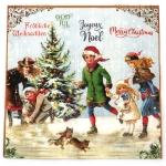 Салфетка за декупаж Ambiente 33x33 см трипластова X-mas on ice blue  -1 брой