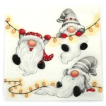 Салфетка за декупаж Ambiente 33x33 см трипластова Gnomes on the light chain white -1 брой