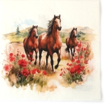 Салфетка за декупаж Ambiente 33x33 см трипластова Trotting horses -1 брой