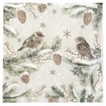 Салфетка за декупаж Ambiente 33x33 см трипластова Sparrows in Snow-1 брой