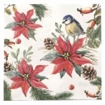 Салфетка за декупаж Ambiente 33x33 см трипластова Bird on Poinsettia-1 брой