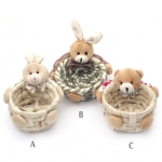 Панер плетен текстил , зебло 110x130 мм зайче , мече МИКС