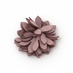 Текстилен елемент за декорация цвете 25 мм цвят розов -5 броя