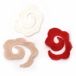 Елемент текстил заготовка цвете 50x45 мм цвят микс бял, червен, праскова -5 броя