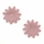 Цветя от велурена хартия 35x5 мм цвят розово лилав пастел -10 броя
