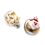 Коплект коледна украса топки 90 мм цвят бял и злато -3 броя