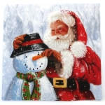 Салфетка за декупаж Ambiente 33x33 см трипластова Santa and snowman -1 брой