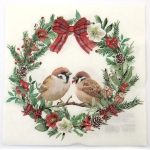 Салфетка за декупаж Ambiente 33x33 см трипластова Sparrows in wreath -1 брой