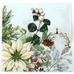 Салфетка за декупаж Ambiente 33x33 см трипластова White poinsettia -1 брой