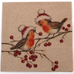 Салфетка за декупаж Ambiente 33x33 см трипластова Recycled Christmas robins nature -1 брой