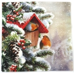 Салфетка за декупаж Ambiente 33x33 см трипластова House with robins -1 брой