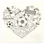 Салфетка за декупаж Ambiente 33x33 см трипластова Soccer doodle white -1 брой