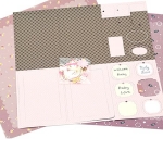 Скрапбук комплект за декорация Baby Girl -2 броя дизайнерска хартия 12x12 inch, 1 брой щанцовани форми, аксесоари