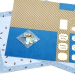 Скрапбук комплект за декорация Baby Boy -2 броя дизайнерска хартия 12x12 inch, 1 брой щанцовани форми, аксесоари