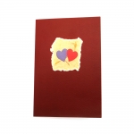 Картичка 11.5x17 см цвят бордо със сърца