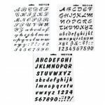 Шаблон за изрязване и рисуване 21x31 мм букви и цифри ръкописни