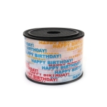 Лента панделка цветарска 5 мм бяла с надпис Happy Birthday! -91 метра