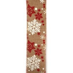 Лента зебло 60 мм с коледна щампа снежинки ~6 метра