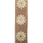 Лента зебло 60 мм с коледна щампа снежинки ~6 метра