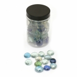 Елементи за декорация стъклени полусфери камъчета 17~23x7~10 мм синьо-зелена гама ~380 грама ~90 броя