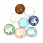 Елементи за декорация стъклени полусфери камъчета 27~33x9~11 мм асорте цветове ~380 грама ~29 броя