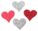 Сърце фоам с брокат /EVA материал/ 19x2 мм сребро и червено -20 броя