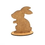 Фигурка кафява МДФ за декорация заек с подложка 100x75x2 мм