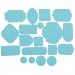 Таг от релефен картон различни форми от 17 до 67 мм син светло 19 бр.