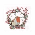 Салфетка за декупаж Ambiente 33x33 см трипластова Robin in Wreath -1 брой