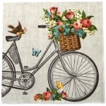 Салфетка за декупаж Ambiente 33x33 см трипластова Robin on bike -1 брой