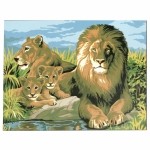Комплект рисуване по номера 30x40 см -Семейство на лъвове Ms9198