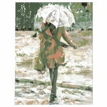 Комплект рисуване по номера 30x40 см -Жена в дъжда Ms9132