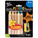 Комплект неонови моливи с острилка Jumbo Fluoro Mont Marte Jumbo Neon Pencils with Sharpener -6 бр