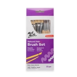 Комплект четки кръгли и ъглови естествен косъм Mont Marte Natural Hair Combo Brush Set -13 броя