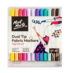Маркери за текстил с двоен връх Mont Marte Dual Tip Fabric Markers 12 броя
