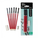 Комплект графитни моливи 2H, HB, 2B, 4B, 6B и 8B MM Drawing Set 8 броя