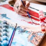 Комплект рисуване по номера 40x50 см -Нощни делфини BFB1299