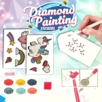 Креативен комплект от 2 листа стикери за облепяне с диаманти 10x15 см еднорог и дъга