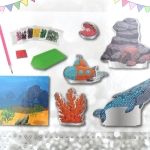Комплект пластмасови фигури с основа 3D за облепяне с диаманти 17x14x20 см - морско дъно