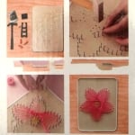 Творчески комплект STRING ART с дървена основа, конци,пирони и чук 21x30 см - къща със сърца DHACE28038