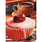 Диамантен гоблен 21x25 см кръгли диаманти частично облепяне -Кафе с мъфин YSA2440
